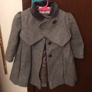 Grey wool little girl pea coat